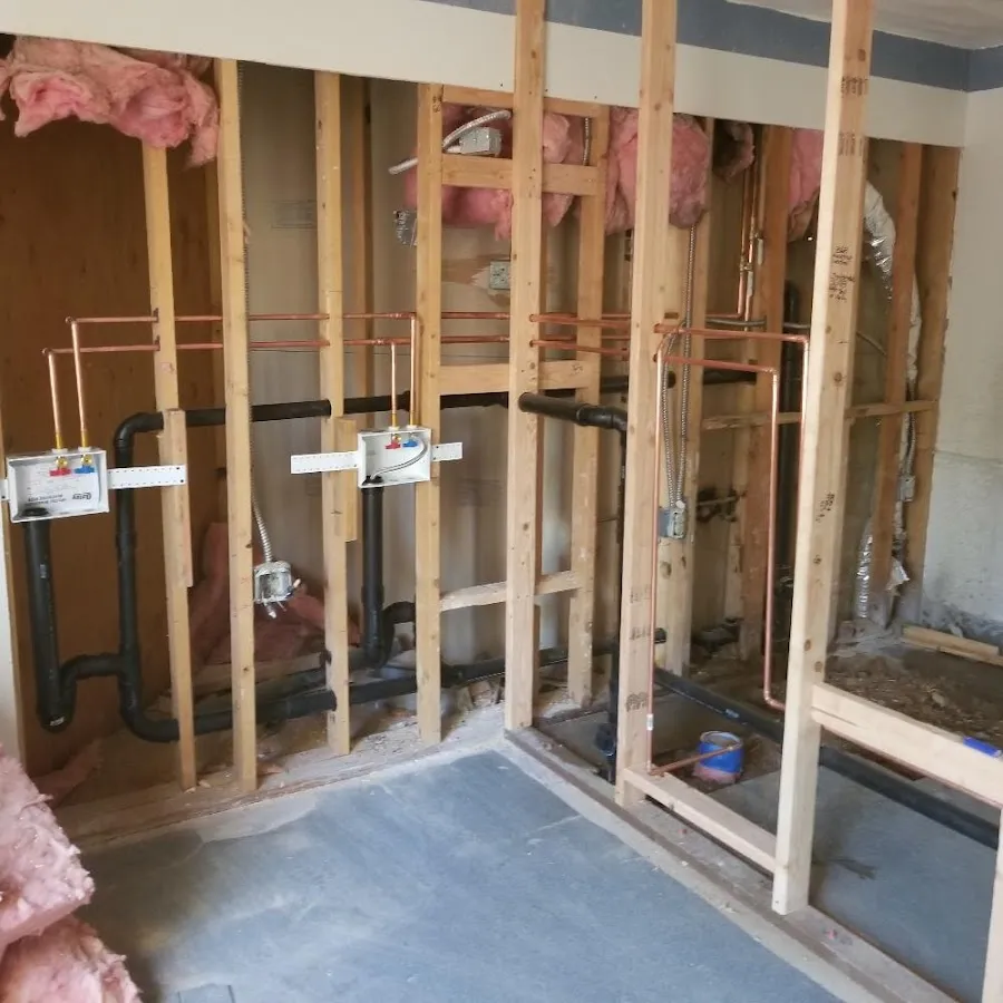 Copper pipe rough-in and plumbing installation in Brookhaven